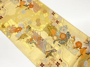 唐織短冊に花々模様織出し袋帯